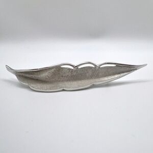 Vintage‎ Marcel Boucher Silver Tone Textured Curved Leaf Brooch Pin 8096P